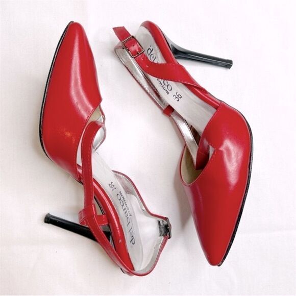 Del Barco Premium Strappy Pumps Pointed Toe Stiletto High Heel Sandals Red 36 - Picture 4 of 7